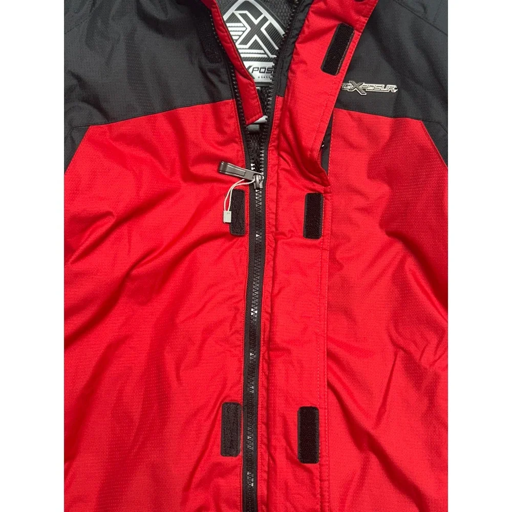 ZeroXposur Boys Red Black Geometric Hooded Ski Jacket Size 10/12 L52028S